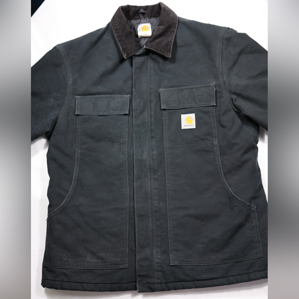CARHARTT Jacket Black C03 Union Made Quilted Liner Work Chore Coat Men